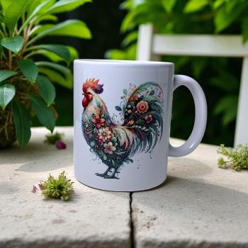 Keramiktasse Huhn Blumen Design Nr. 1 Kaffeebecher Teetasse Kaffeetasse - Artikel Nr. 1100088